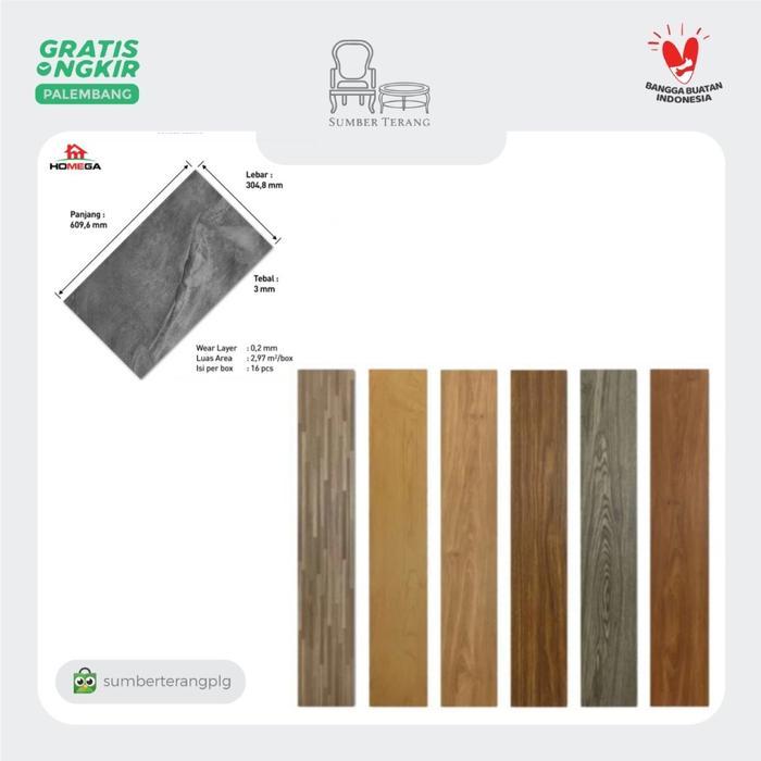 Homega Vinyl Lantai PVC tebal 3mm isi 24 pcs Lantai Parket Vinyl Murah