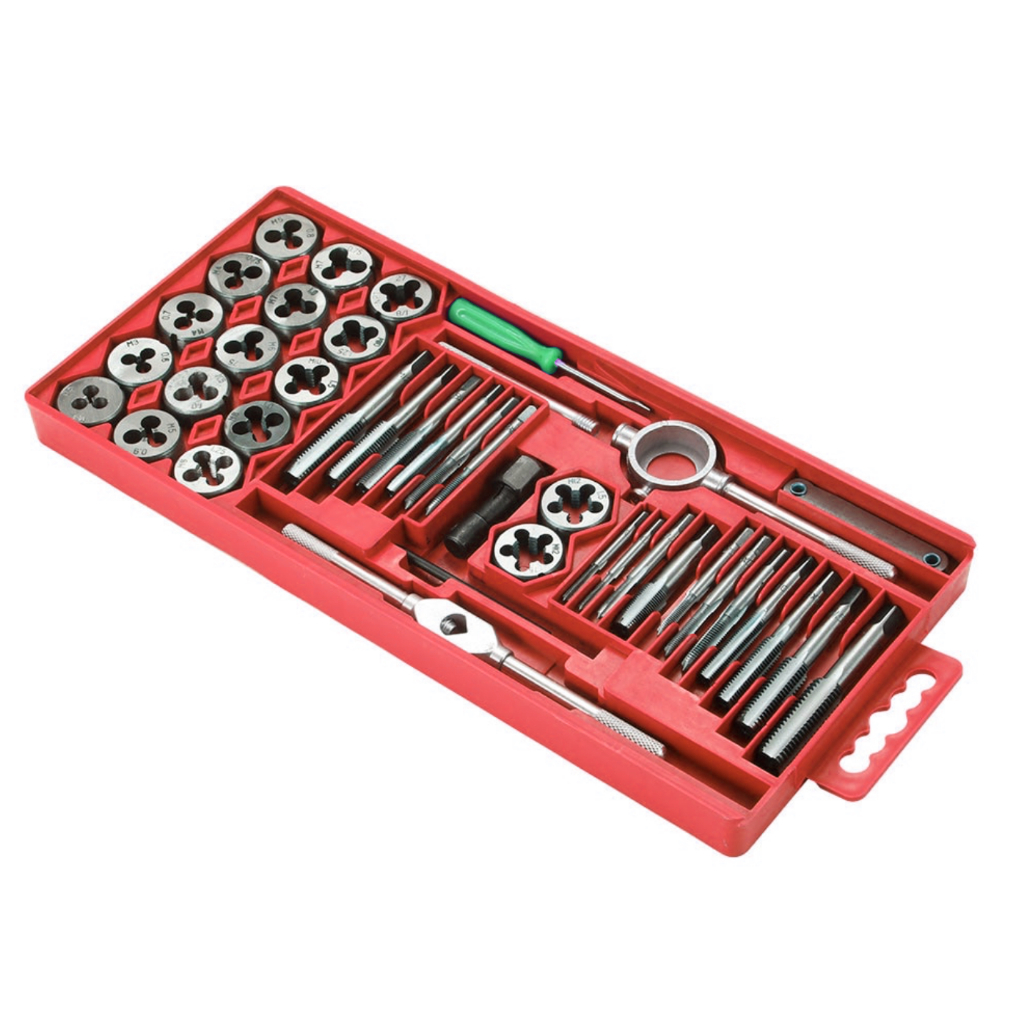 Kodenki Hand Tap And Die Set 40pcs Alat Tap Pembuat Ulir Senai Baut Mur Alat Repair Kit Pembuat Perb