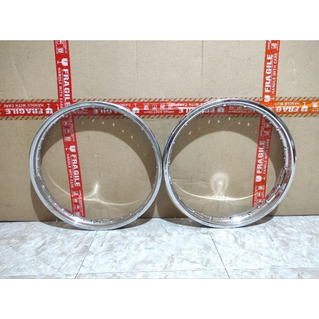 VELG PELEK DID BESI CHROME SEPASANG RING 17 160 185 BEKAS SECOND ORIGINAL CEPOTAN COPOTAN
