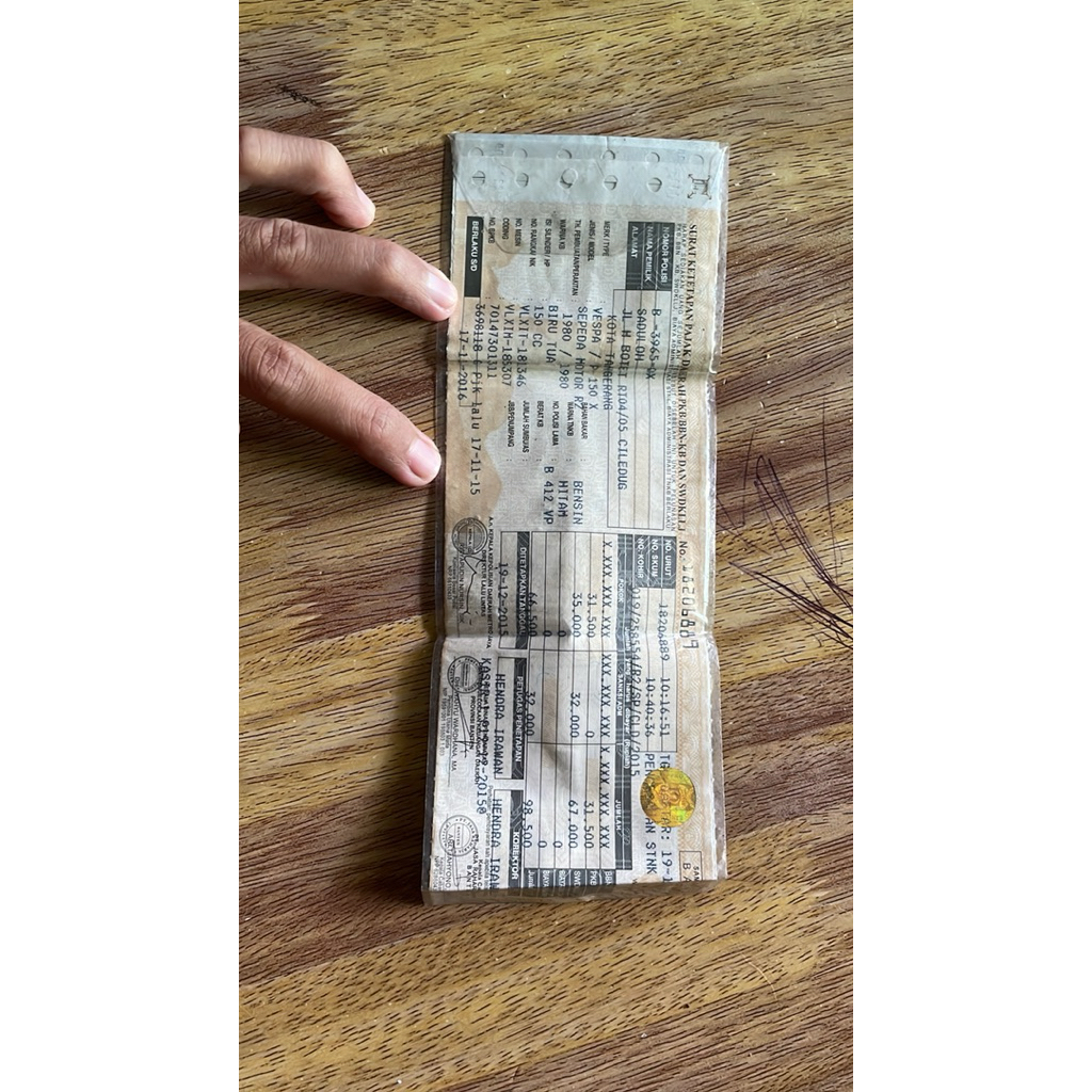 plastik dan stnk asli vespa px