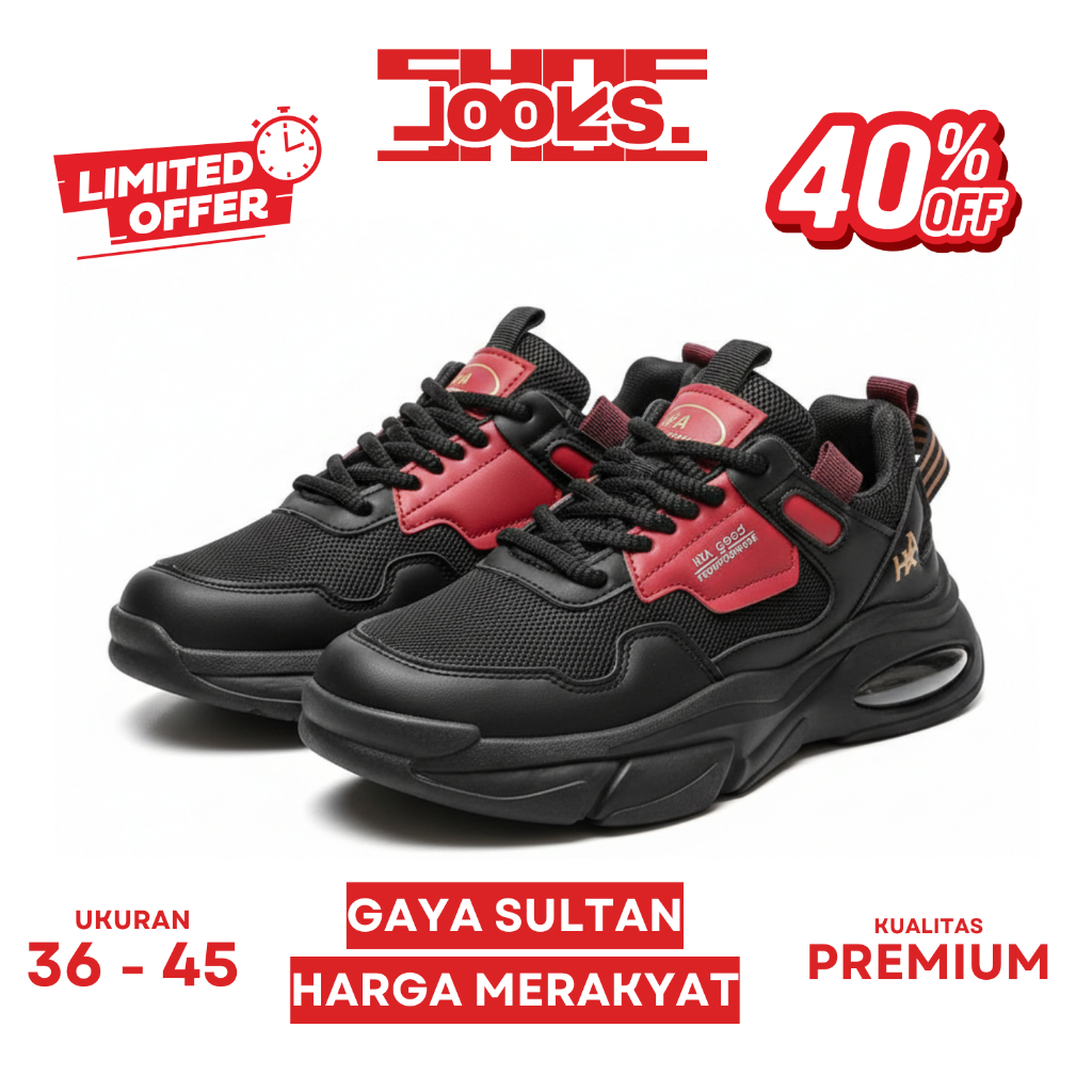LOOKS MAX H661 Sneakers Pria Bolt Stream Sepatu Casual Cowok Street Flow Premium Sol Tinggi
