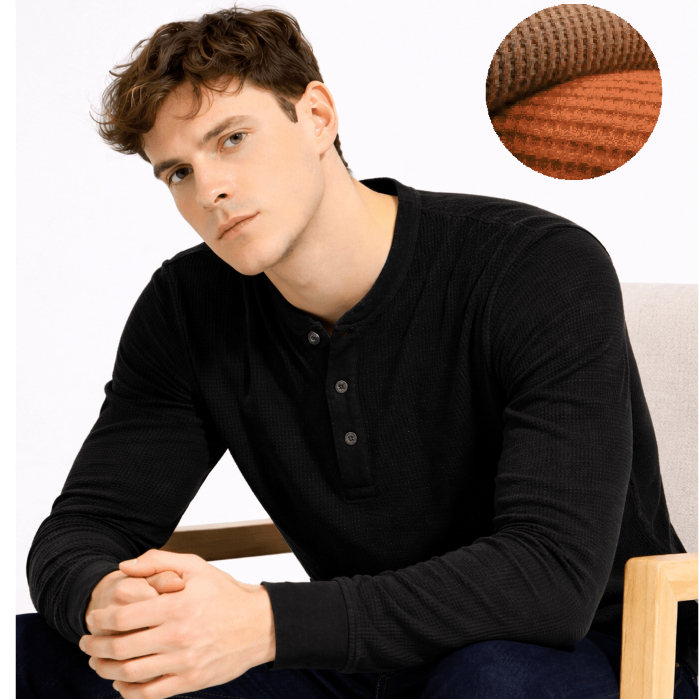Haf Henley Longsleeve Waffle KDM Shirt | Kaos Lengan Panjang Waffle Henley