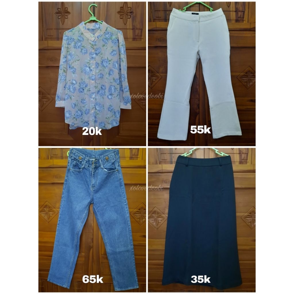 PRELOVED OUTFIT BAJU ATASAN CELANA JEANS HIGHWAIST CUTBRAY