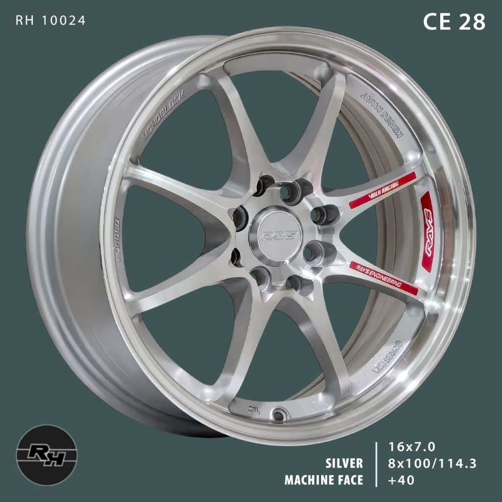 VELG CE28 RING 16 LEBAR 7 ET 40 PCD 4X100/114 SILVER POLISH