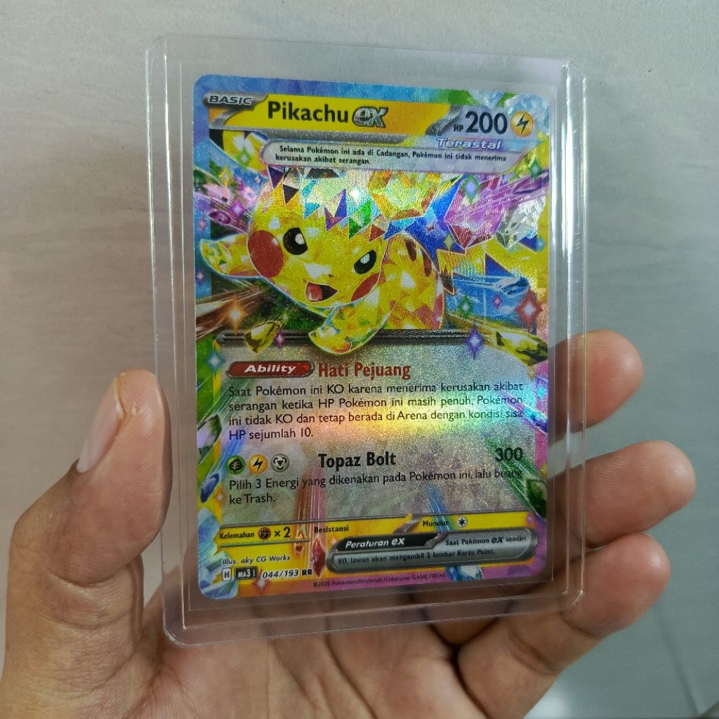 Kartu pokemon pikachu ex RR kilat rasi | kartu pokemon TCG original Indonesia | dapat toploader | ka