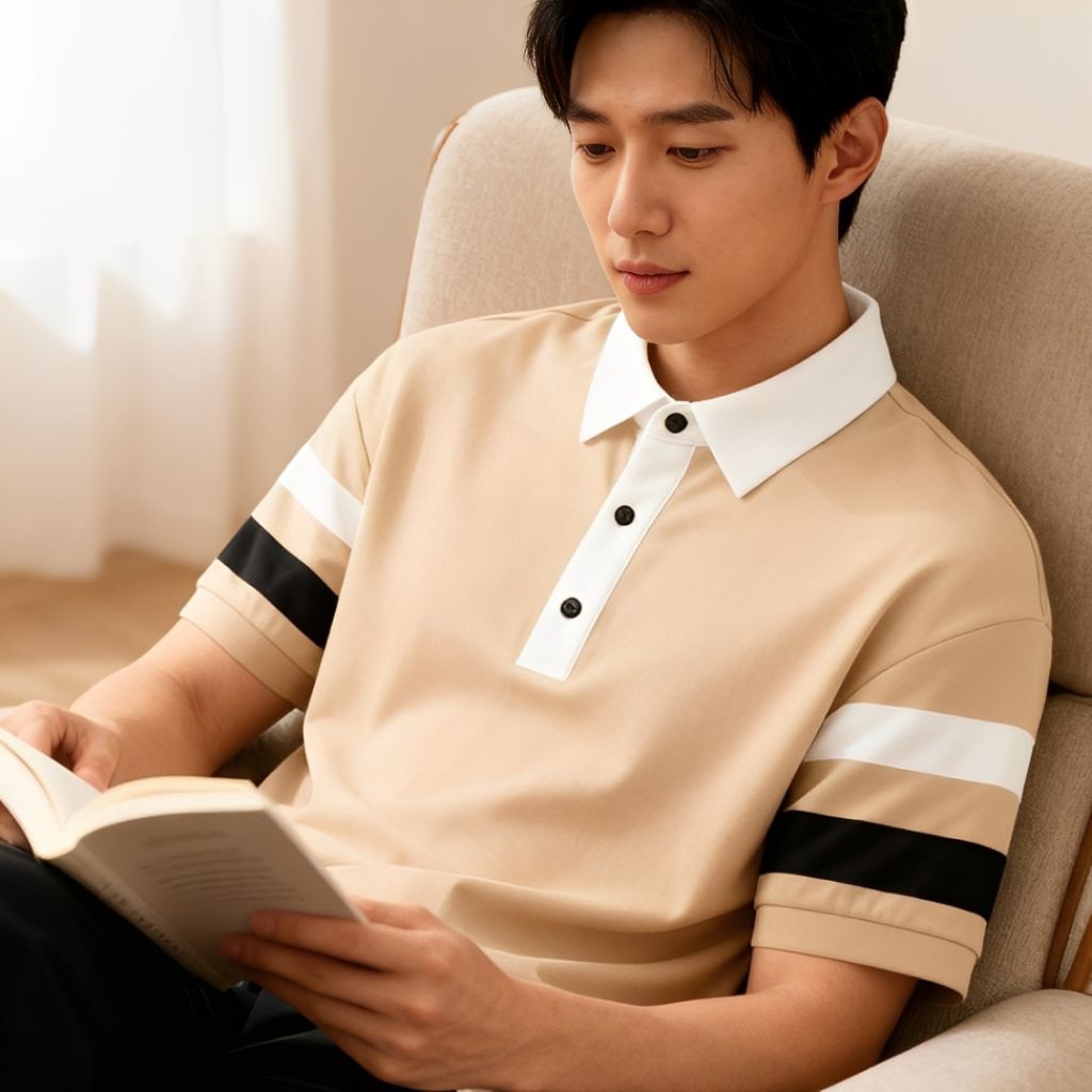 Kaos Kombinasi Pria Berkerah Model Korea