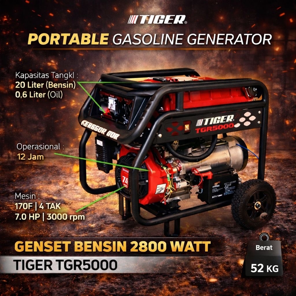 Tiger Genset 3000 Watt TGR 5000 / TGR-5000 / TGR5000