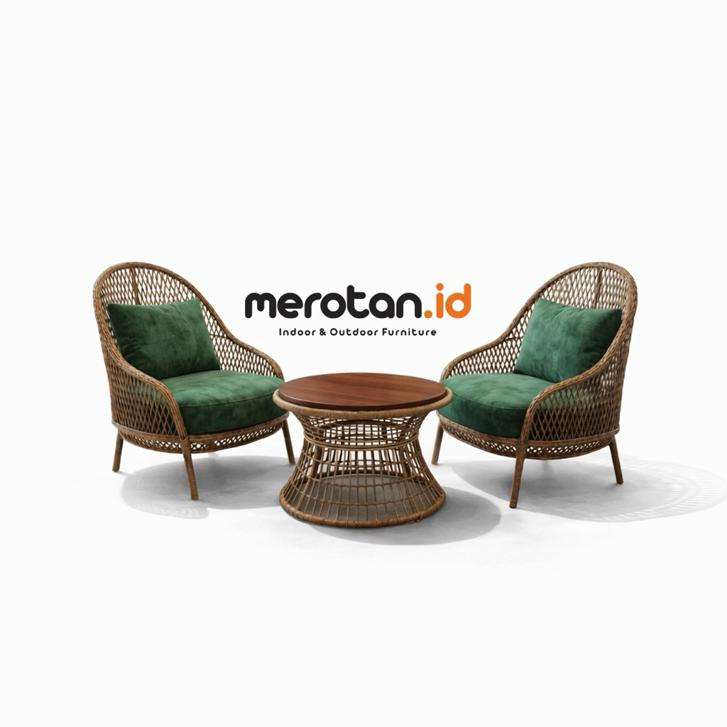 Set Kursi Santai Anyaman Rotan Sintetis / Kursi Tamu Hotel Anyaman Rotan Sintetis / Kursi Santai Ter