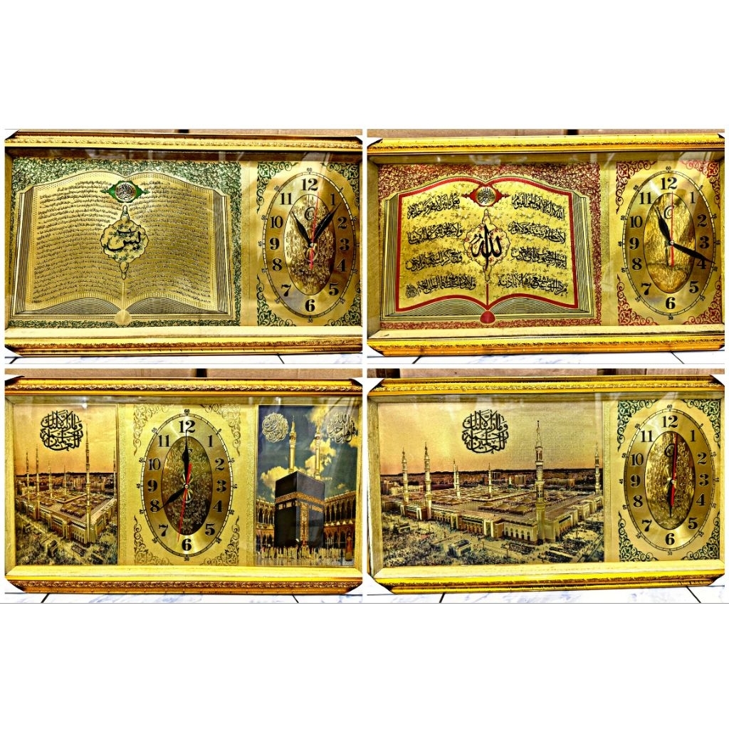 Jam dinding kaligrafi ukuran 35x65//Jam sultan kaligrafi//Jam foil//FREE PACKING KAYU