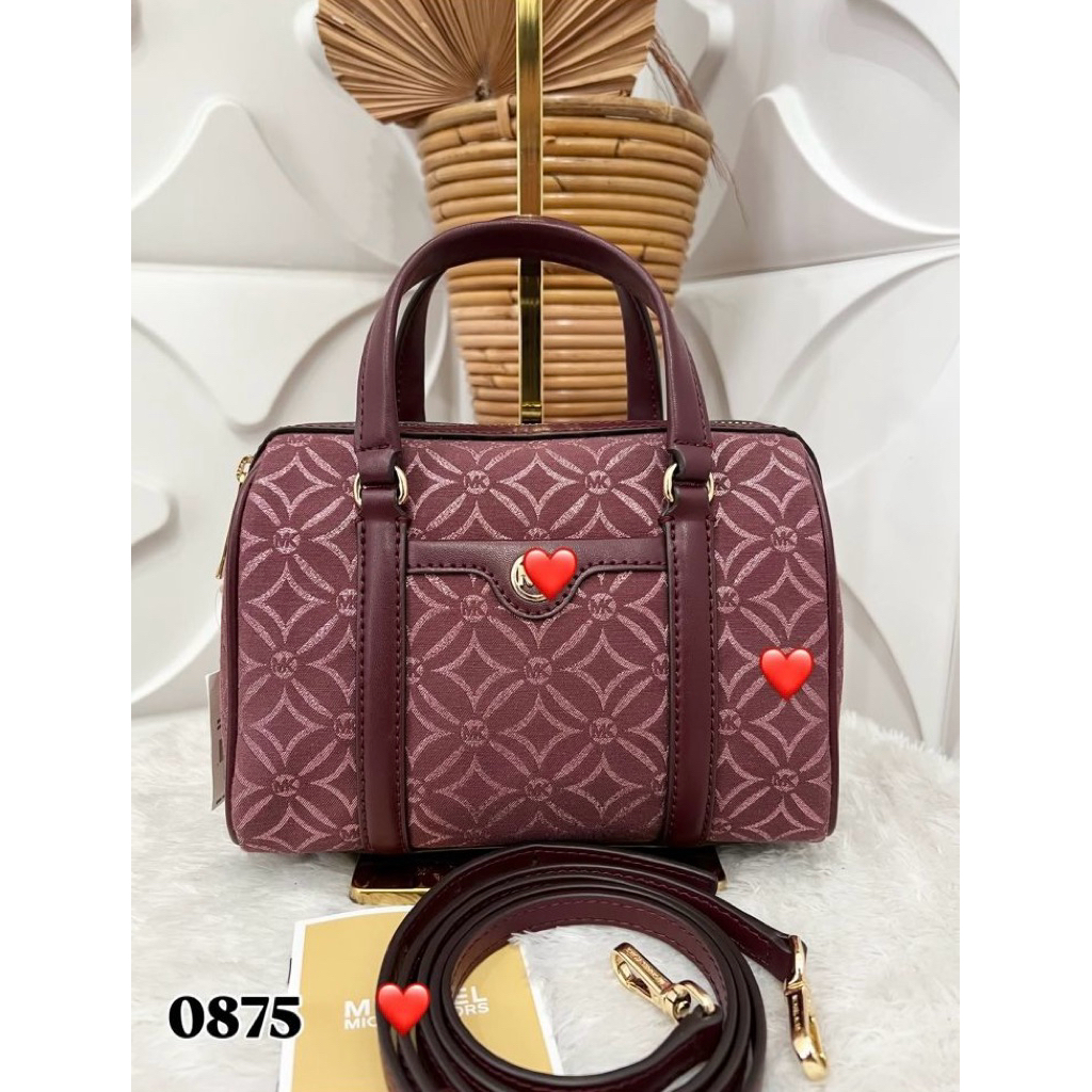 MK SMALL DUFFLE OXBLOOD CANVAS