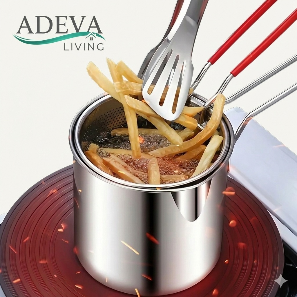 AdevaLiving Panci Deep Fry Saringan Stainless Steel Filter Basket 1.2L