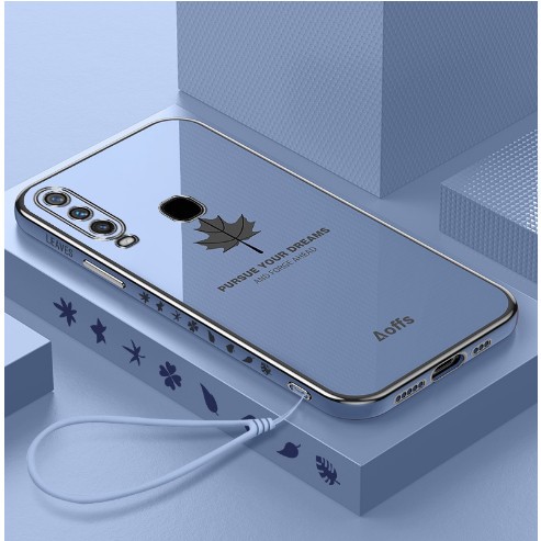 Casing Maple Vivo Y12 / Y15 / Y17 Case Elektro Plating Back Cover FREE Tali Gantungan