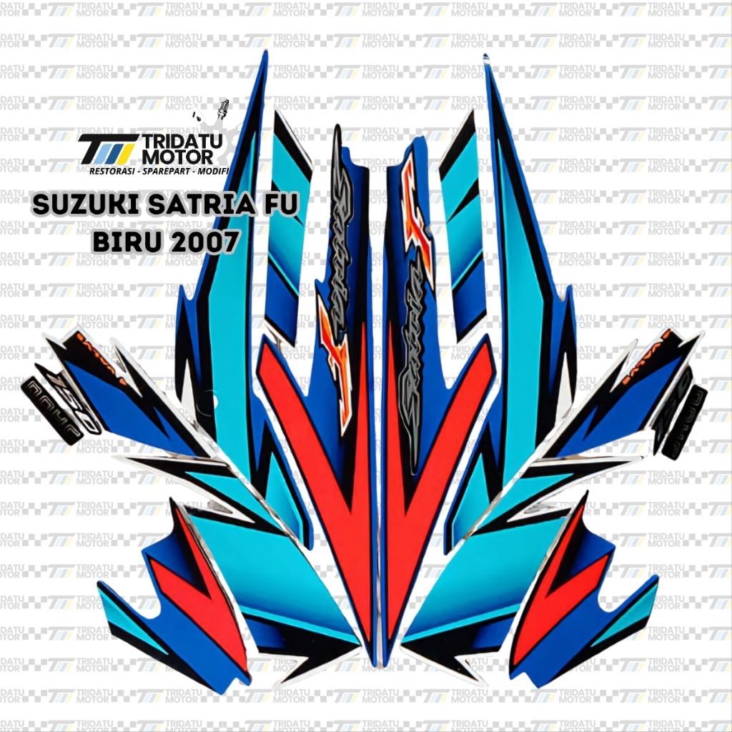STRIPING SATRIA FU 150 2007 2008 BIRU PUTIH ABU HITAM ORANGE GREY KUALITAS SAMA ORIGINAL STICKER LIS