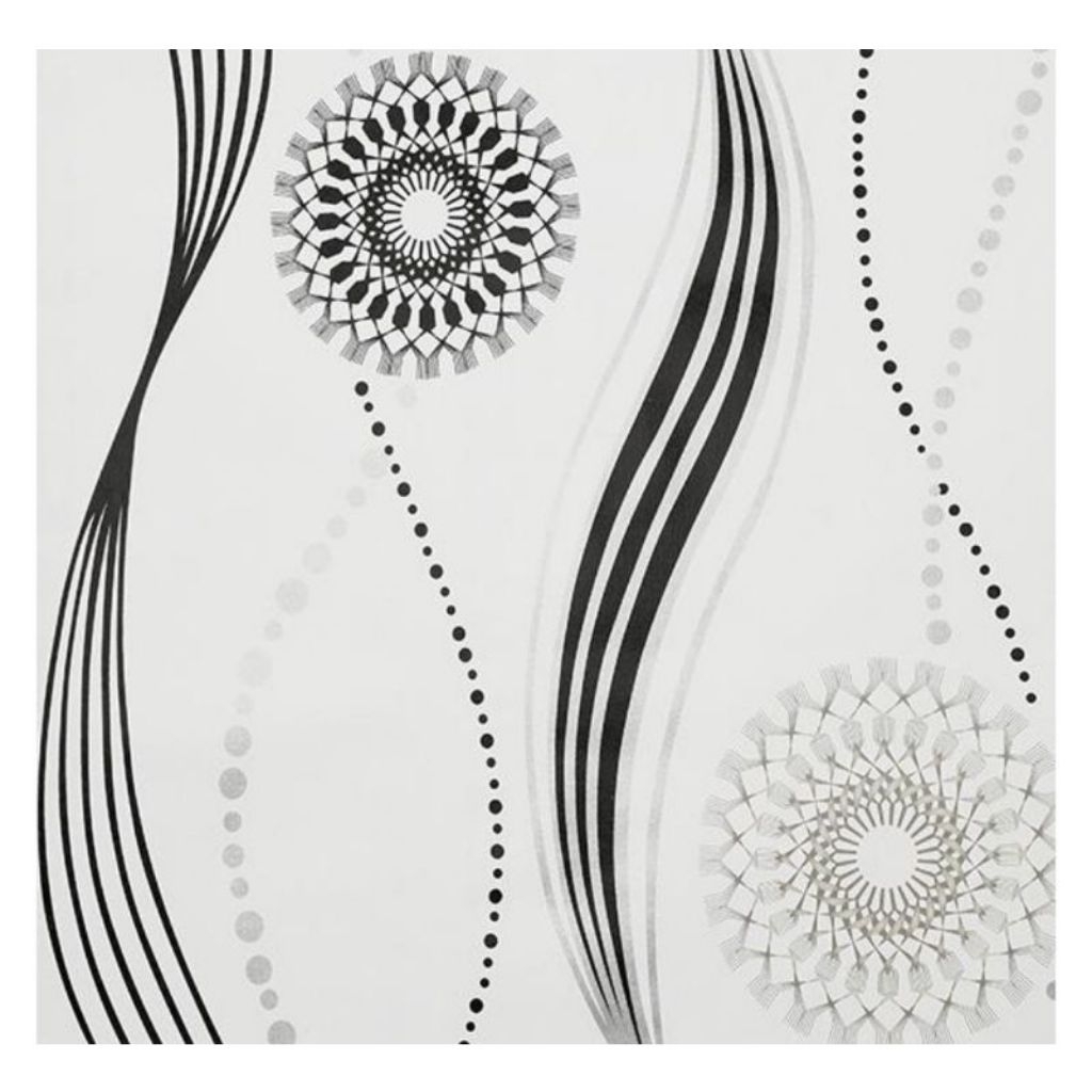 stiker tembok wallpaper wallsticker salur batik hitam putih