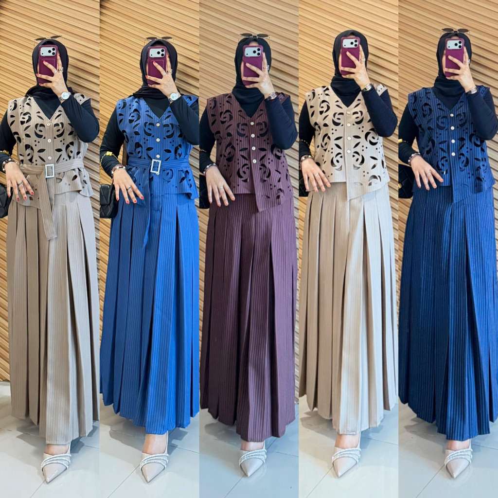 Set Celana Vest  dan  Set Rok Vest Tanpa Manset Ld 110