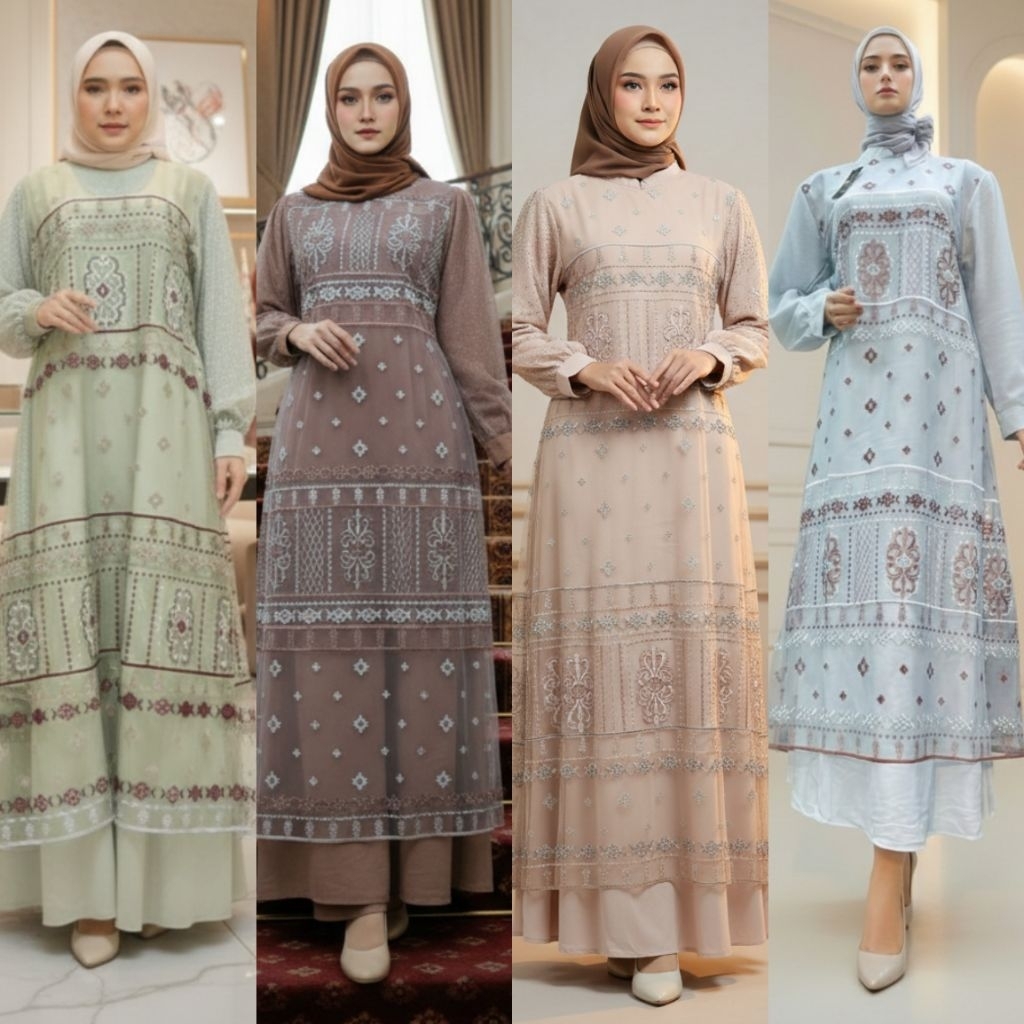 GAMIS DUYUNG MERMAID BAJU PESTA GAMIS MUSLIM BRUKAT TILE