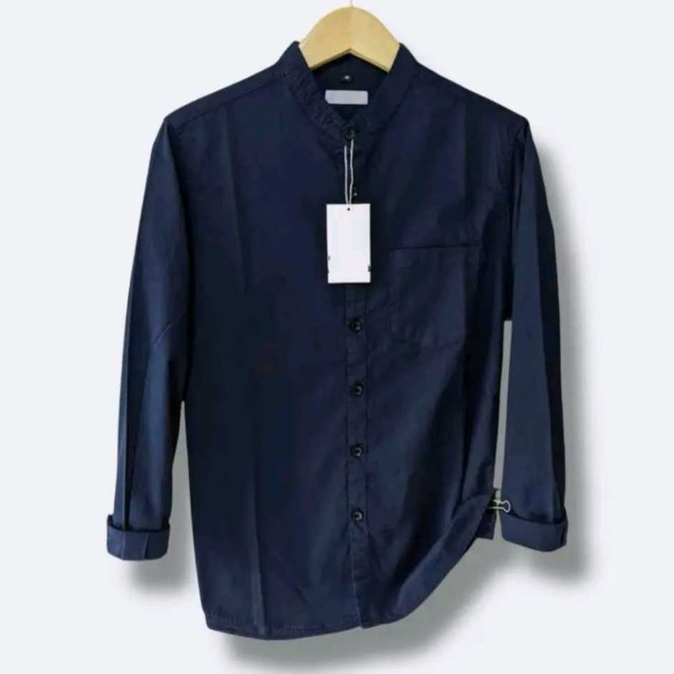 zara kemeja polos pria slimfit atasan lengan panjang casual