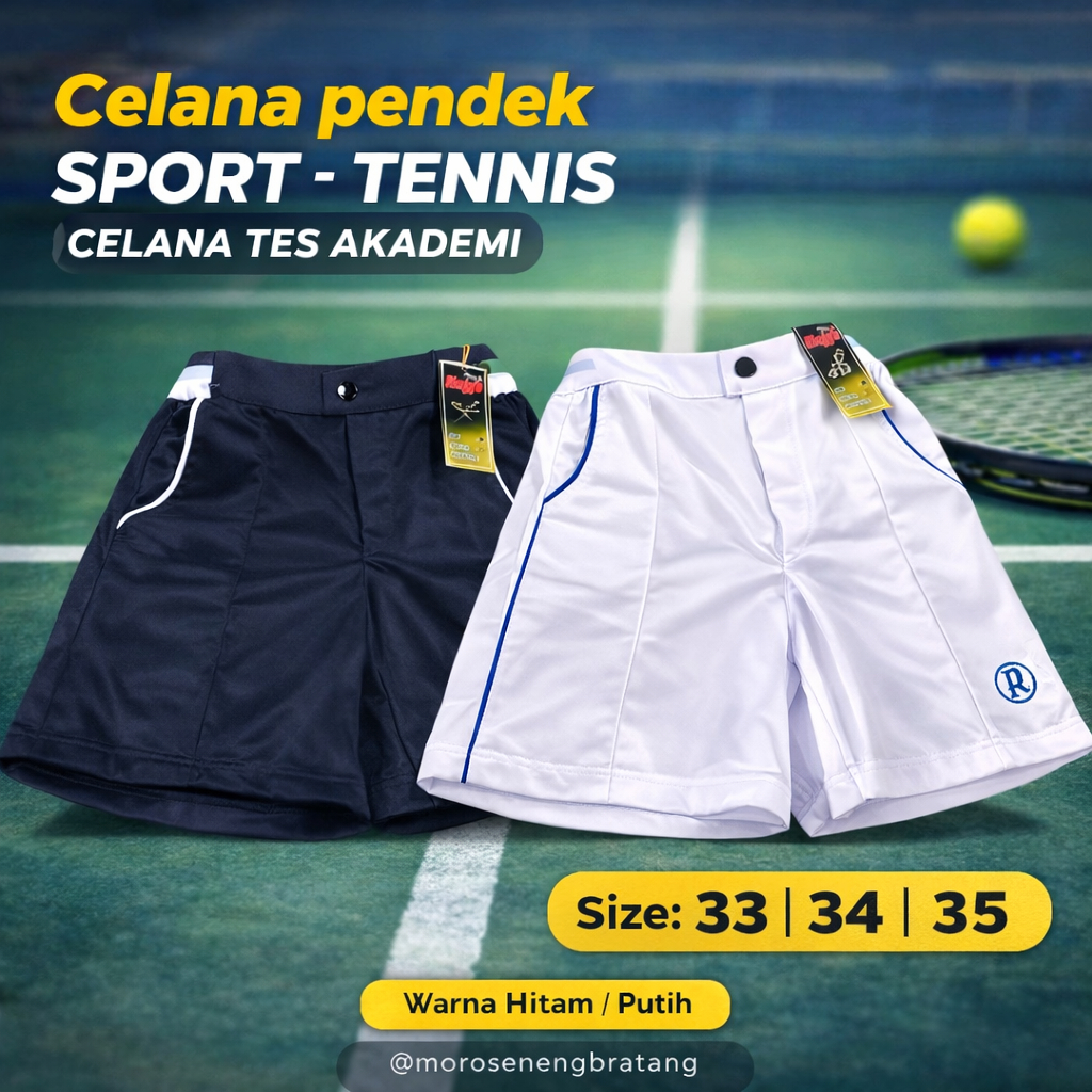 Celana Pendek Sport Tennis Pria Hitam Putih – Celana Tes Akademi