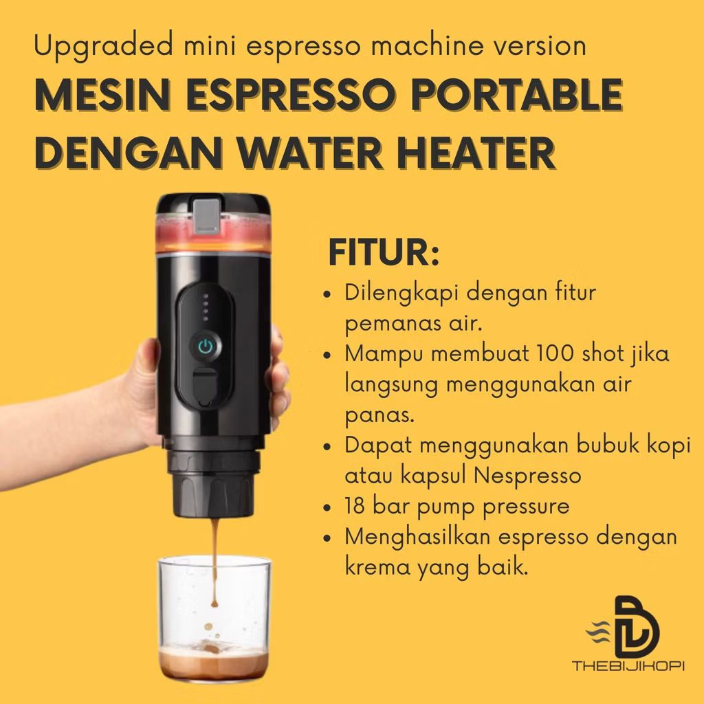 Mesin Kopi Espresso Portable Mini Pemanas Air Otomatis Travel Coffee Maker