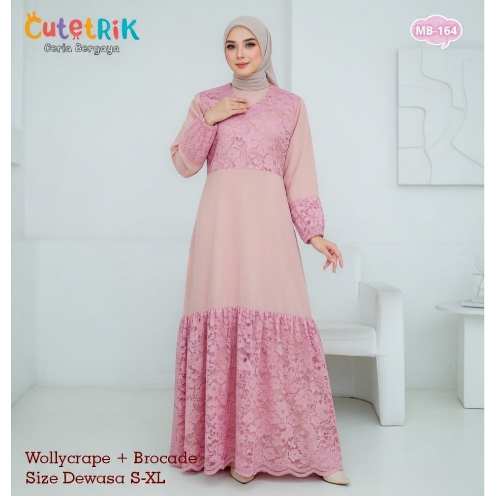 Gamis Brokat Pesta Kondangan Wanita Busui friendly Size S M L XL Dress Muslim Lebaran CUTETRIK