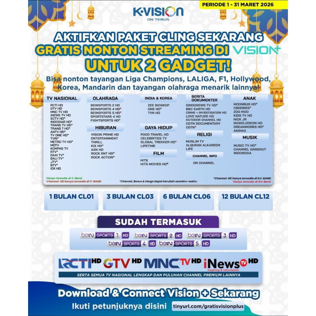 Voucher Paket Cling CL03 K-Vision 90 hari