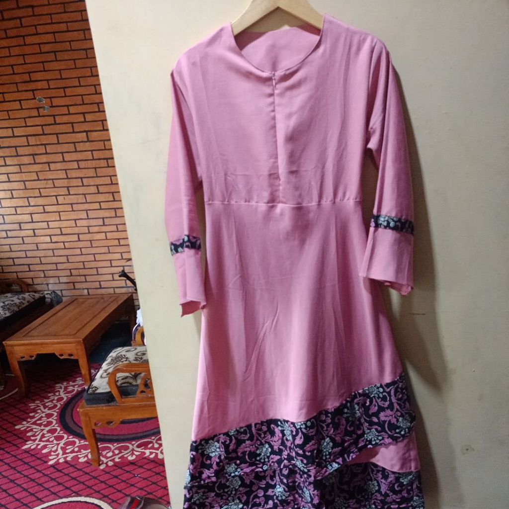 gamis sarimbit batik kombinasi/gamis sarimbit murah/gamis Preloved