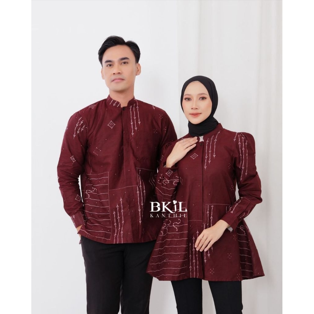 BKIL Batik Wanita Modern Couple Pria Wanita Atasan Sarimbit Panahan