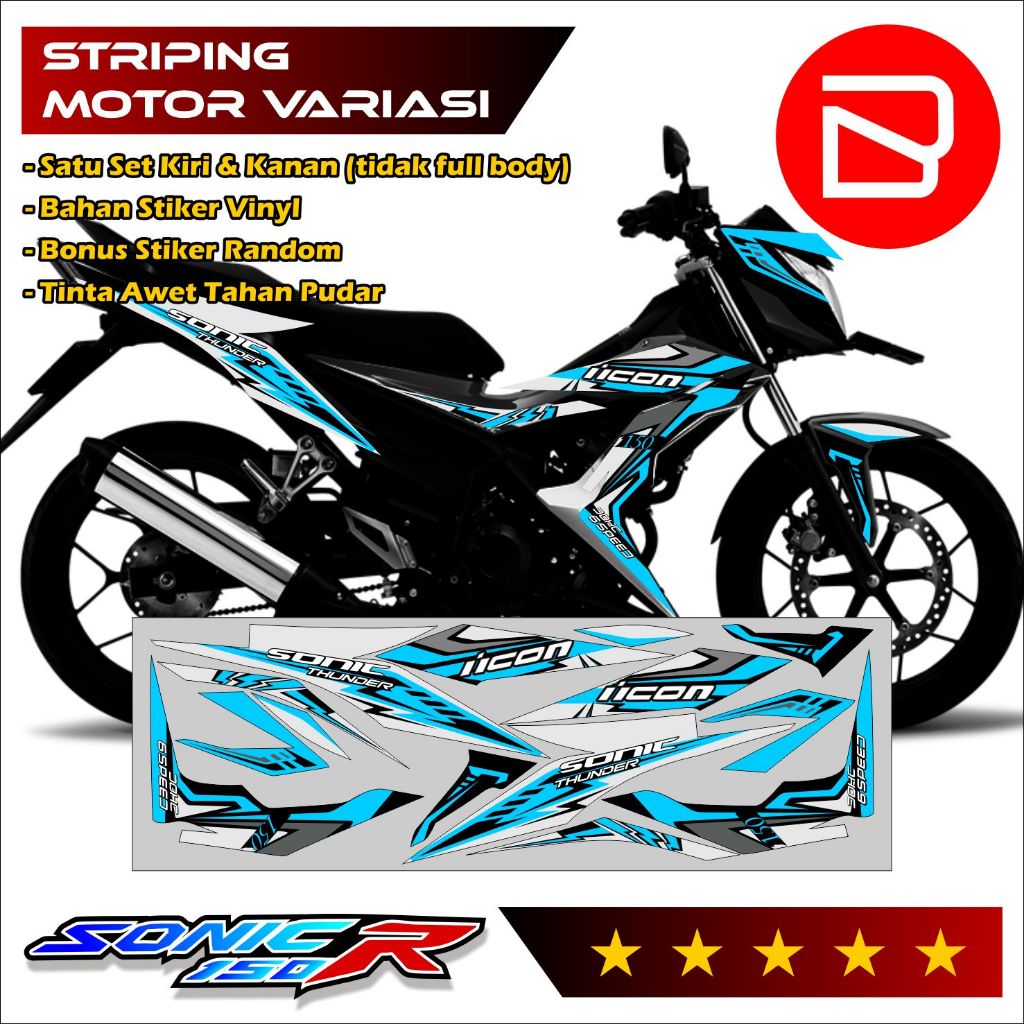 Striping SONIC 150R Keren - Striping SONIC 150R Gagah - Set Stiker Motor Kece Variasi THN01