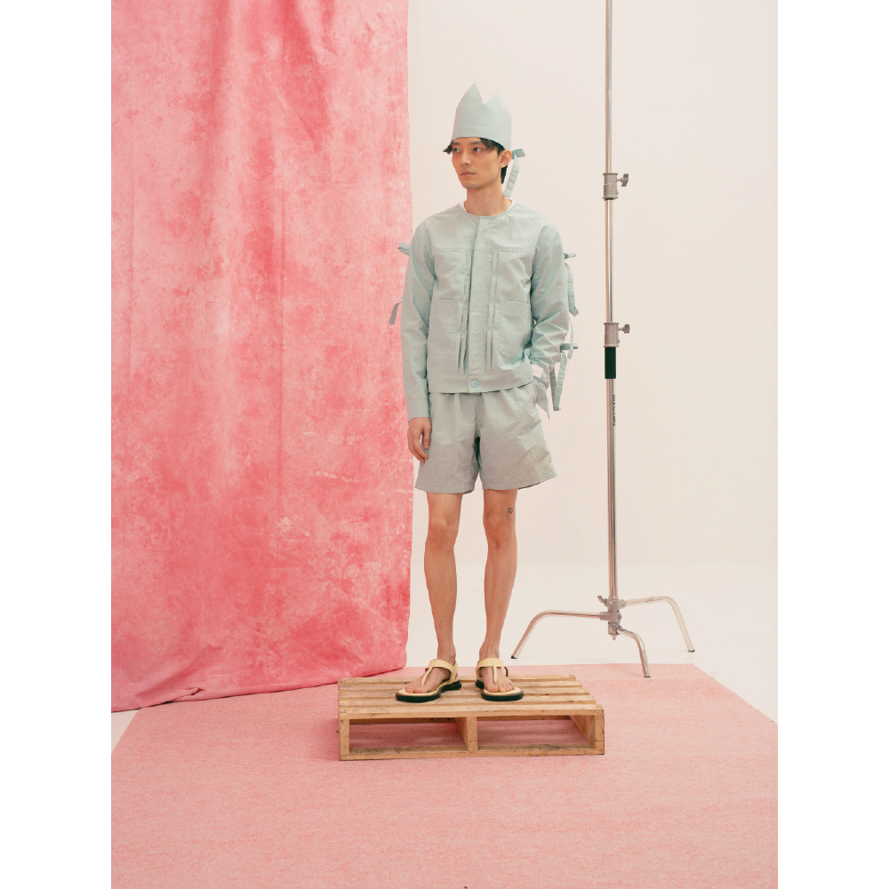 HAVOC BLUE NYLON COLLARLESS JACKET CASUAL PRIA TUJUH OFFICIAL