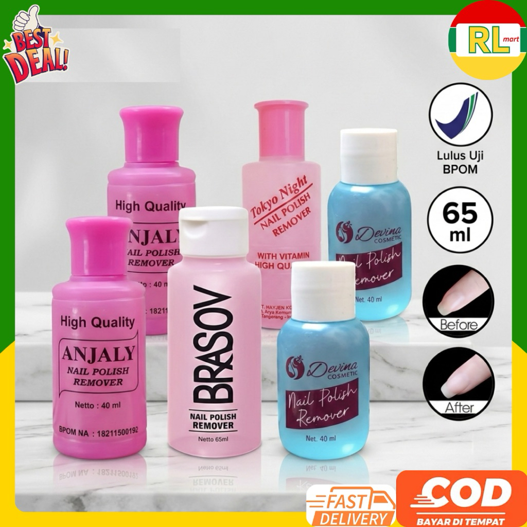 RL MART (1 Pcs) Aseton Anjaly Nail Polish Remover 40 ml | DEVINA Nail Polish | Tokyo Night | Brasov 