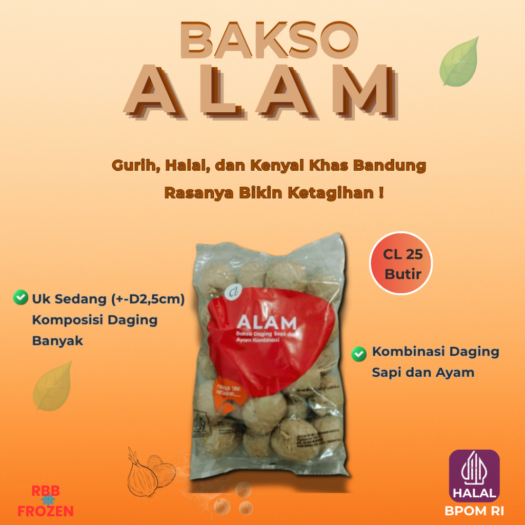 Rajanyabasobandung  - Bakso Alam Super CL Isi 25 Butir | Halal Sapi Ayam Gurih Khas Bandung | Frozen