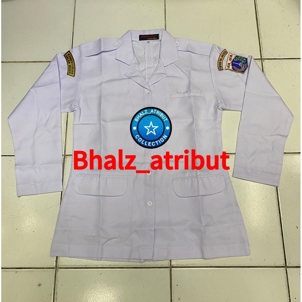Baju putih DKI kemendagri wanita kantong bawah / Baju pdh putih dki / Baju putih pemprov dki jakarta