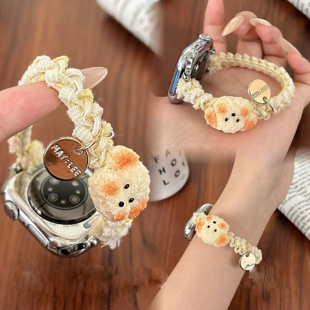 Strap Apple Watch Mi band Huawei 10 Fit 3 4 Pro 4 gelang style tali rantai wanita bunga lucu bee aes