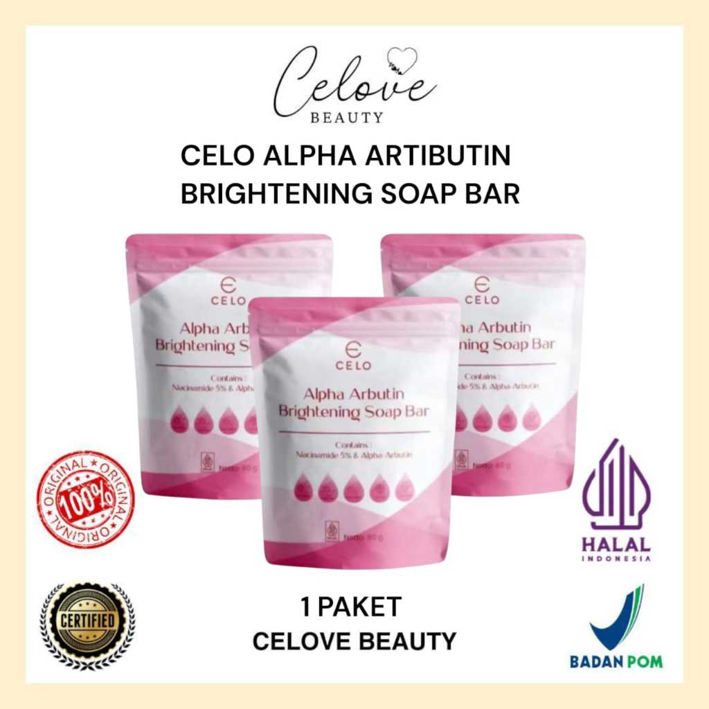 [ READY STOCK ] BUNDLE 3 PCS CELO ALPHA ARBUTIN BRIGHTENING SOAP BAR  80g || CELOVE BEAUTY