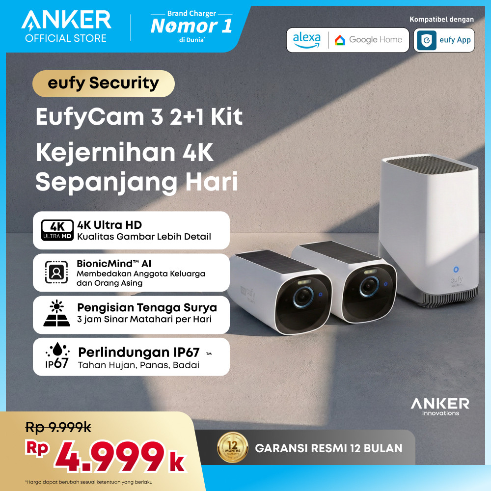 Eufy Security eufyCam S330 eufyCam 3 2-Cam Kit Security Camera Outdoor Wireless, 4K Camera with Inte