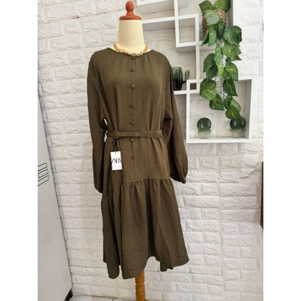 TUNIK ARMY ZARA FREE BELT NEW