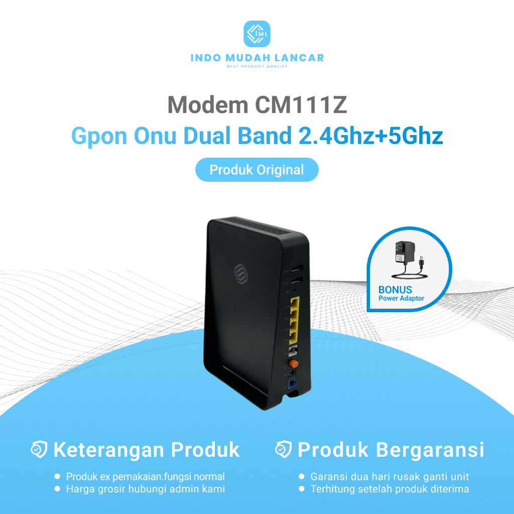 Modem ZTE CM111Z Gpon Onu Dual-Band 2.4Ghz dan 5Ghz Bekas Original Bonus Adaptor