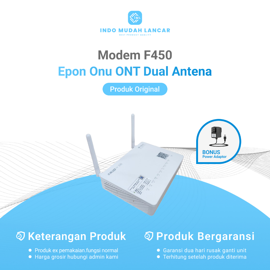 Modem ZTE F450 V2/V3 Epon Onu Ont Dual Antena Bekas Original Bonus Adaptor