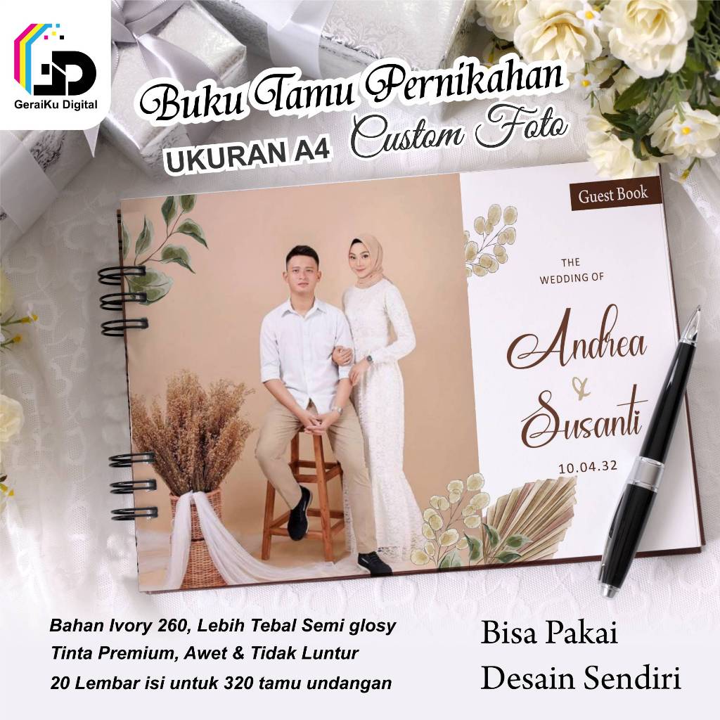 Buku Tamu Pernikahan Foto Premium