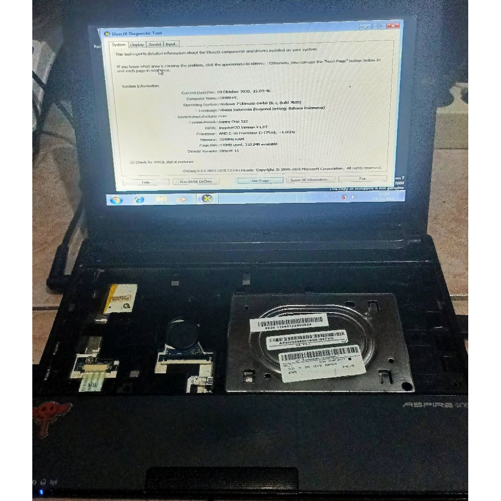 Mobo acer aspire one 522 normal tested windows