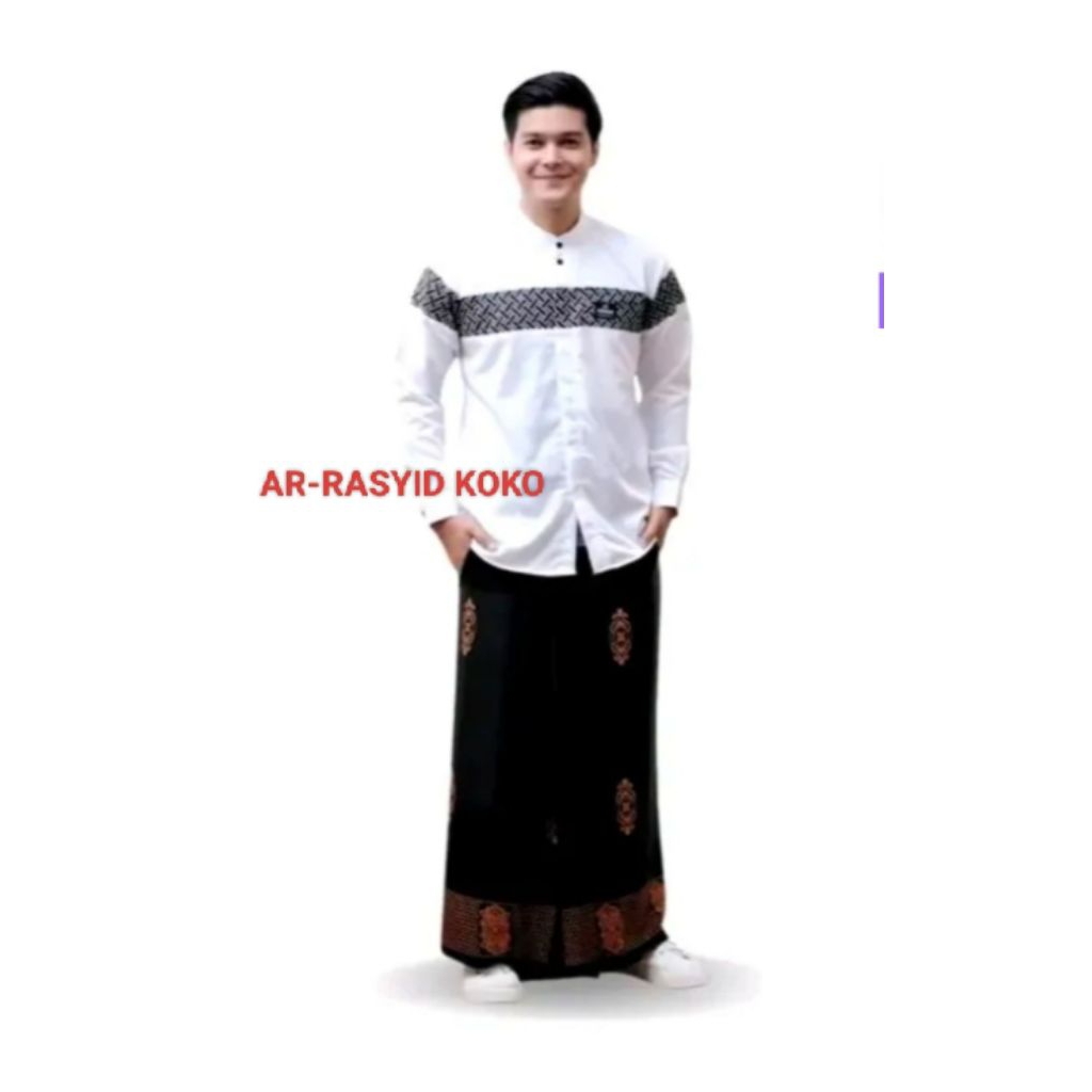 SET BAJU KOKO DAN SARUNG HITAM DEWASA KOBATA KINANG