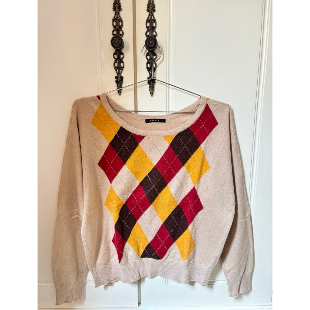 Knit Sweater Branded Argyle by INGNI