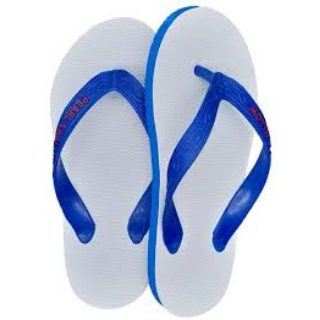 sandal jepit warna putih kawat biru