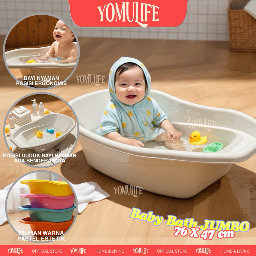 YOMULIFE Baby Bath Bak Mandi Bayi JUMBO Plastik Senderan BPA Free/ Baby Bathup Besar/ Tempat Mandi B