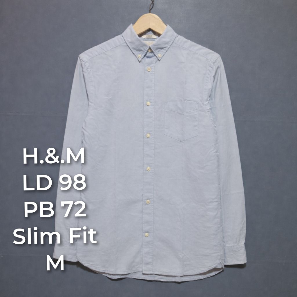 kemeja lengan panjang slim fit pria wanita second brand HMM| kemeja bekas