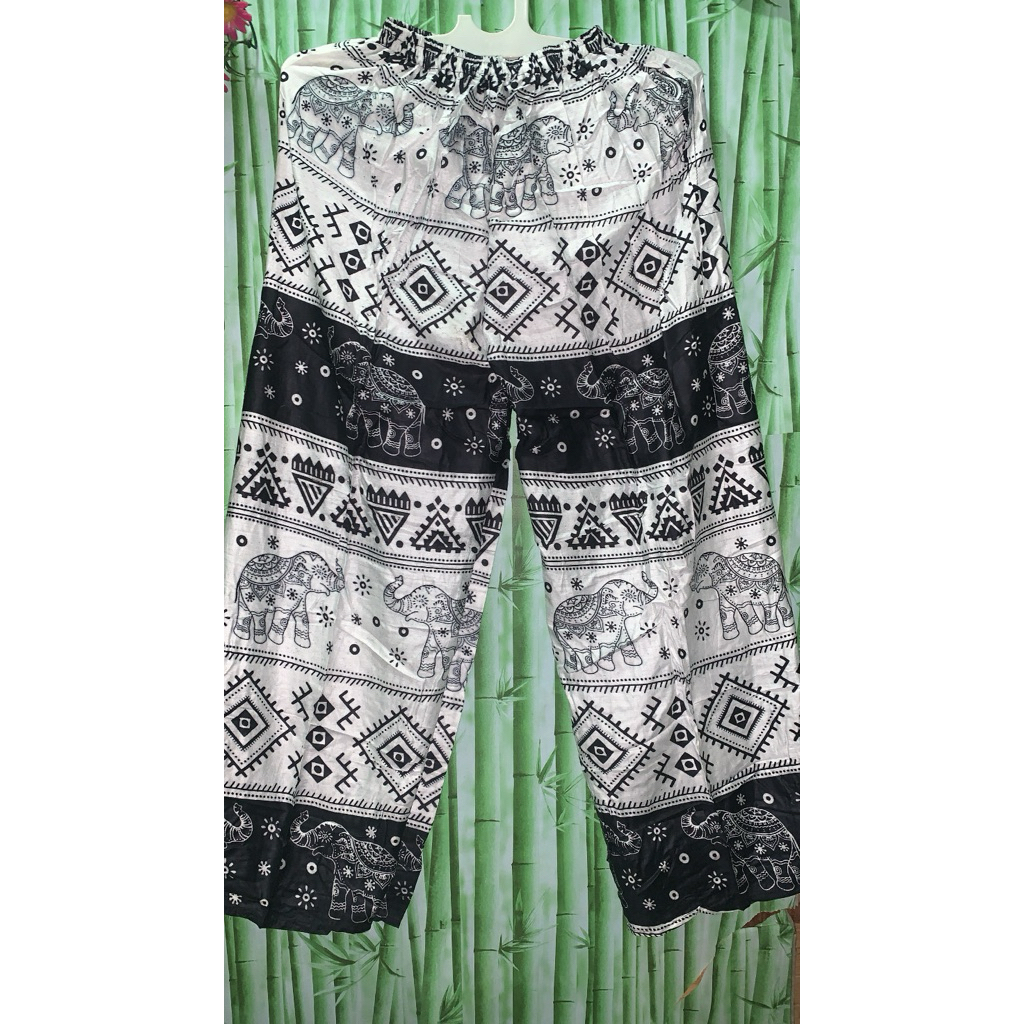 Celana Kulot Wanita Motif Gajah Hitam Putih