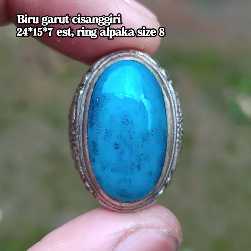 (BISA COD) Cincin Batu Akik Biru garut cisanggiri biji selasih