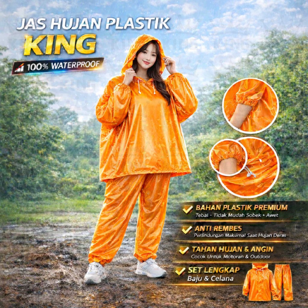 Jas Hujan Plastik Setelan Baju & Celana - Setelan Jas Hujan - Ponco Jas Hujan - Jas Hujan Plastik
