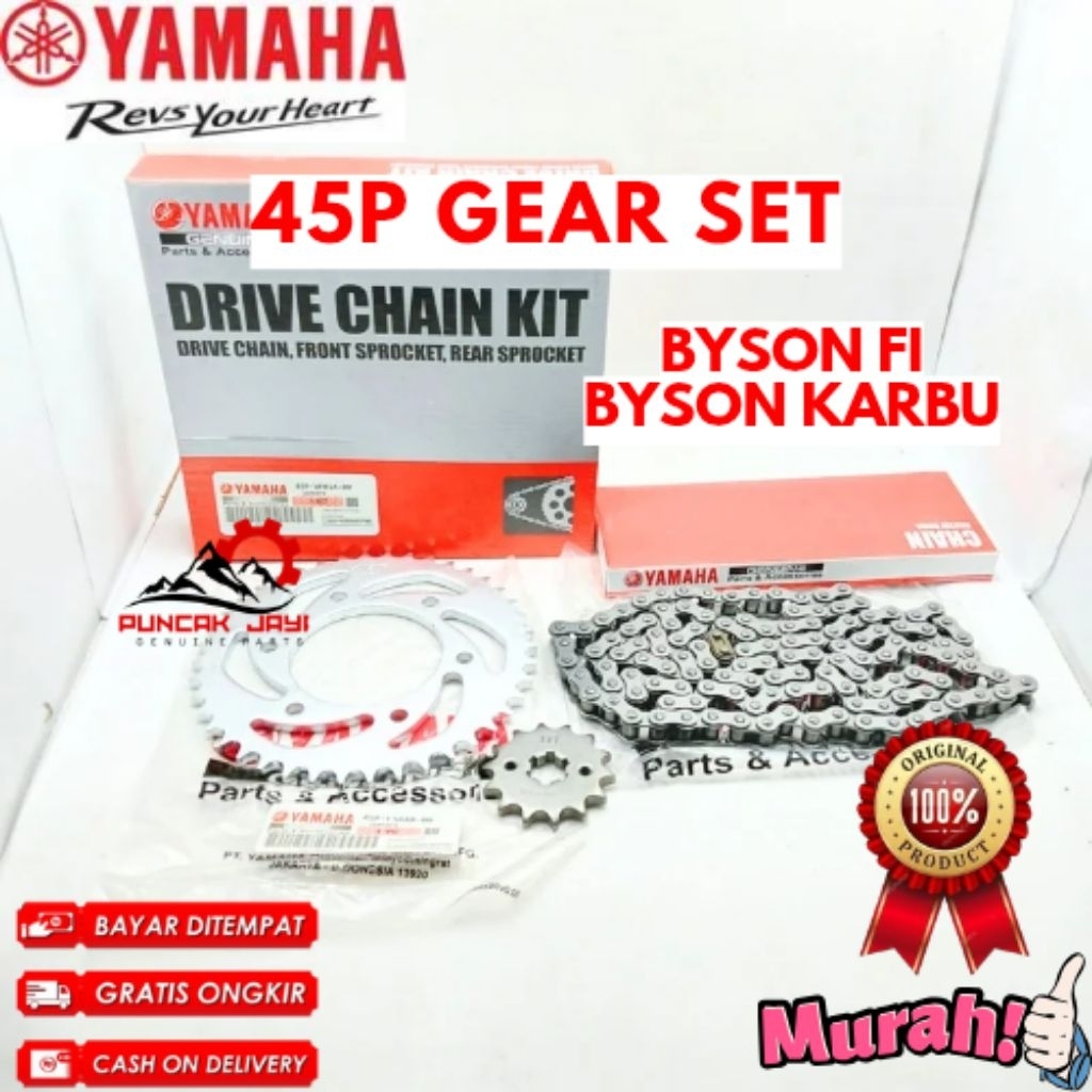 GEAR SET ORIGINAL YAMAHA KODE 45P,   GEAR SET BYSON FI, GEAR SET BYSON KARBU