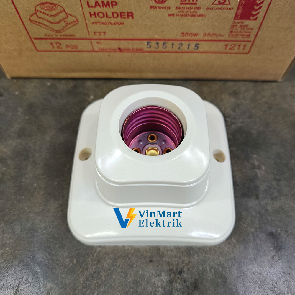 Broco Fitting Lampu Plafon Oval Putih Cream Pitingan Lampu Hias 1211